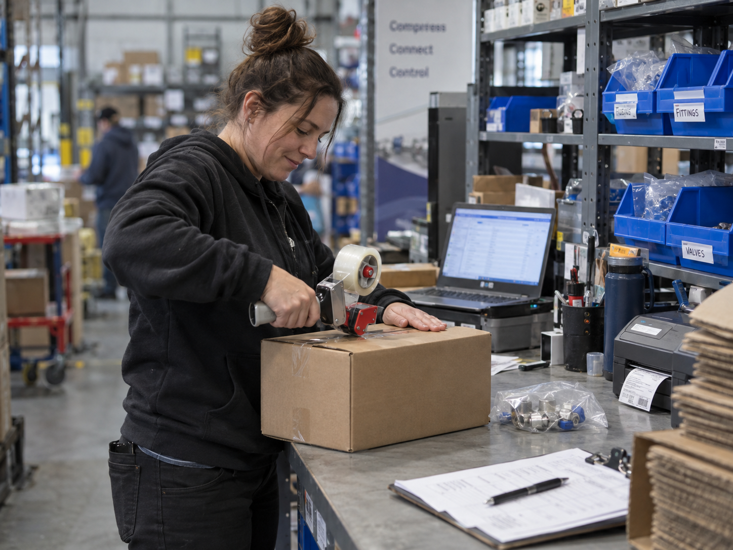 Mixed pneumatic component order and packaging coordination